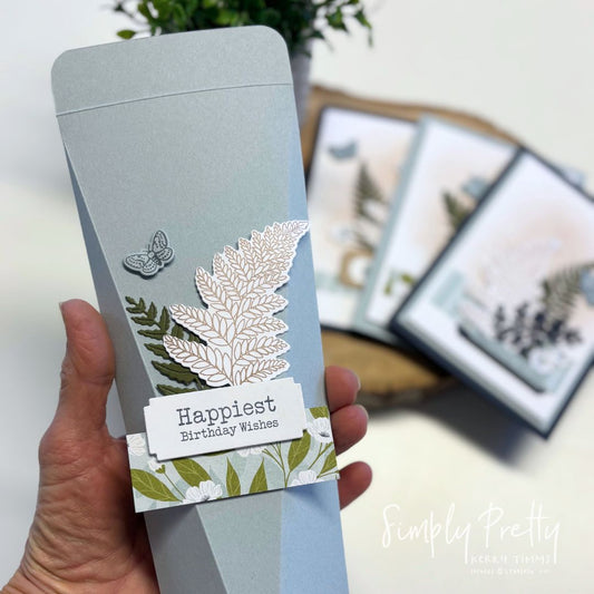 Self Closing Tall Box using Fern & Flora stamps from Stampin' Up!